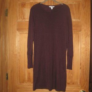Athleta Burgundy Long Sleeve Dress with Oval Opening in Back